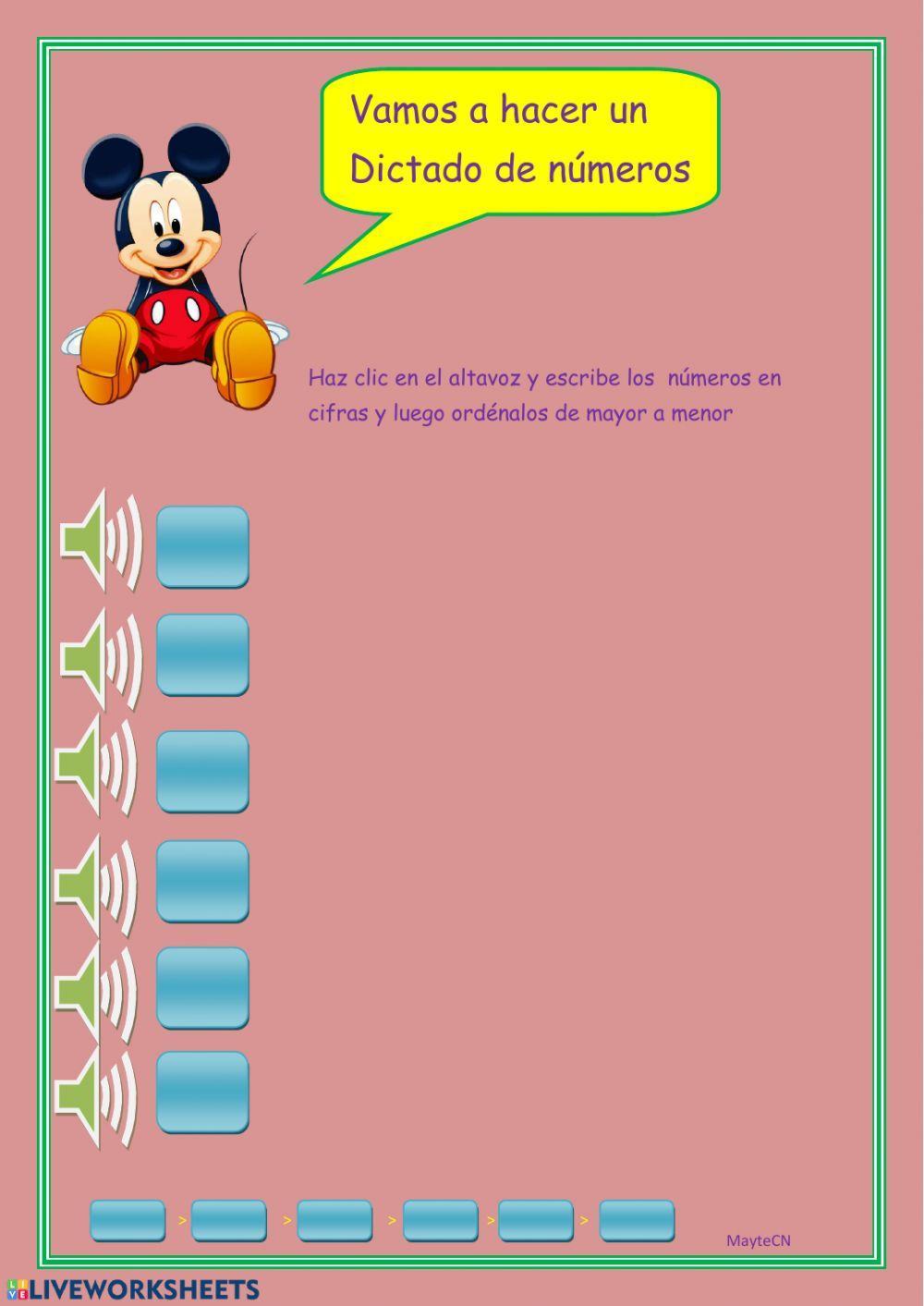Dictado de números de 4 cifras