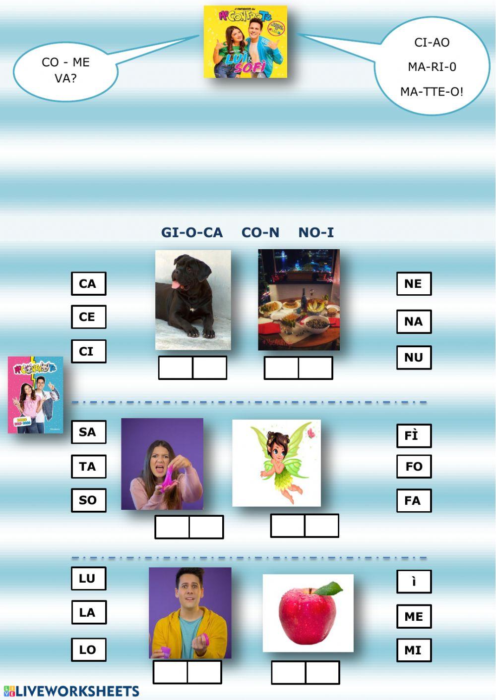 Lettura e scrittura di parole bisillabe