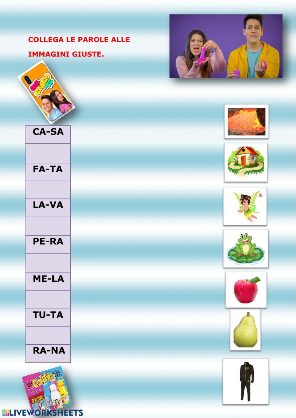 Lettura e scrittura di parole bisillabe