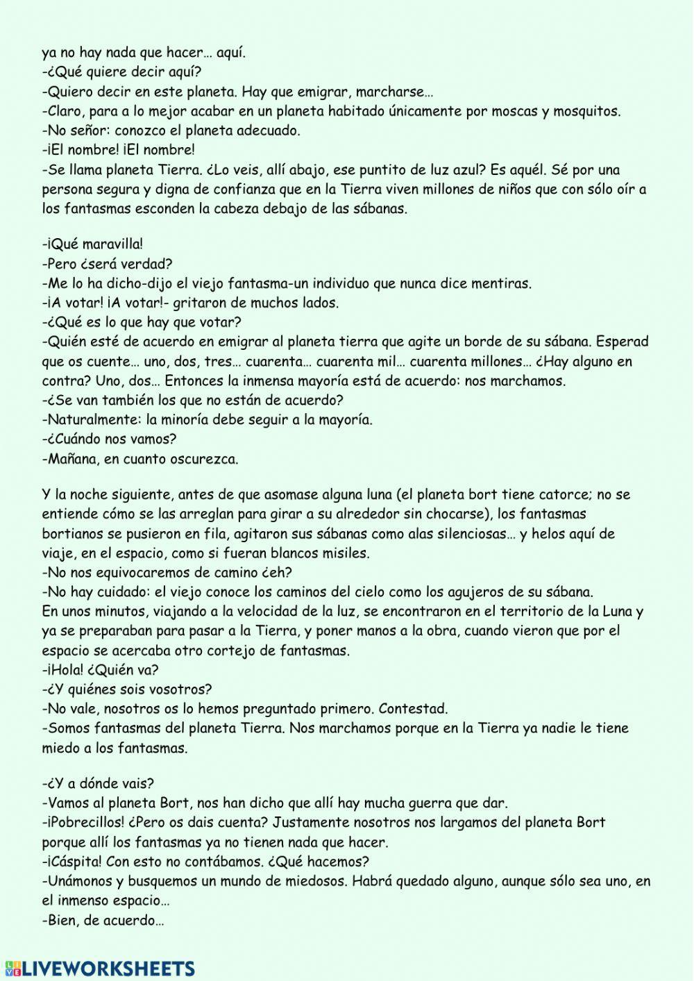 Lectura comprensiva 6º