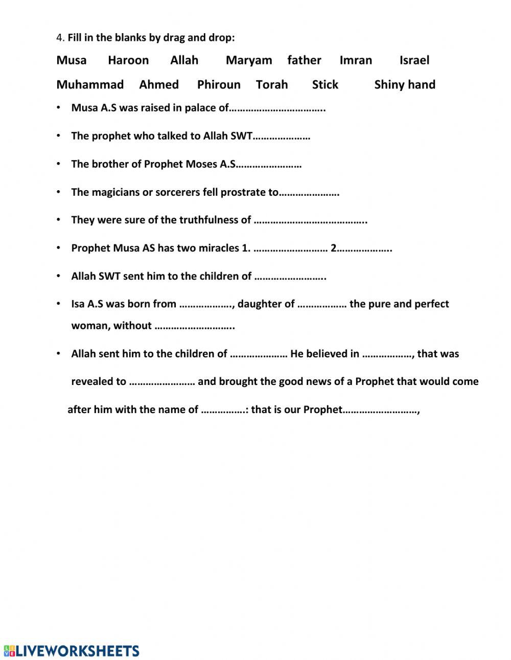 Belief in Prophets Year 3