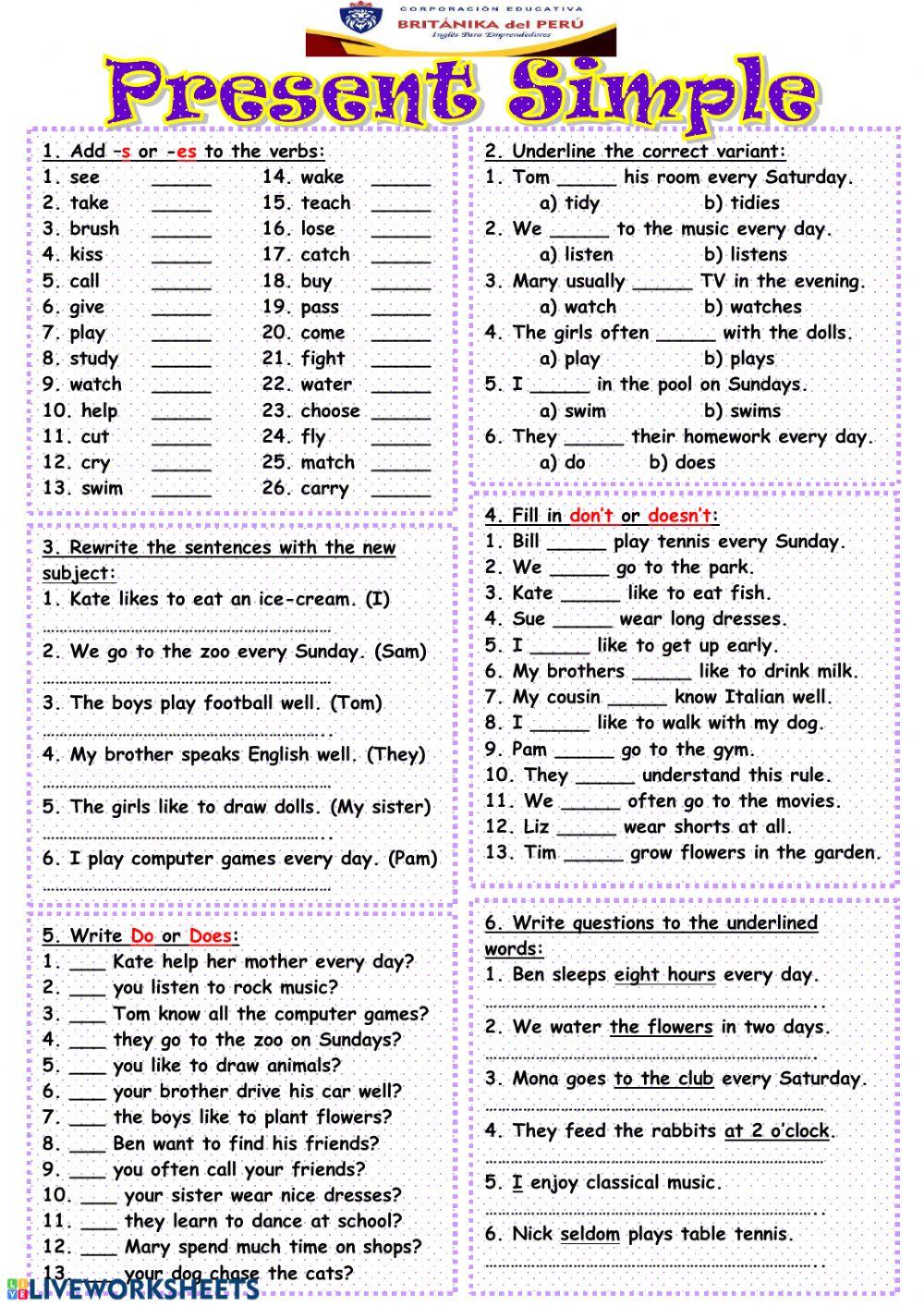 Modulo 6 presnt simple