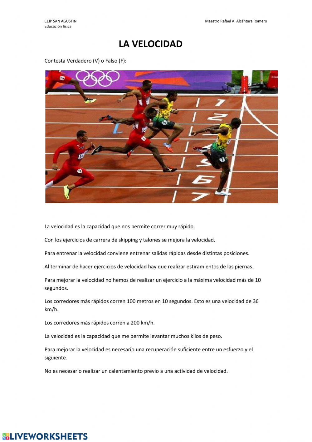 Cuestionario velocidad