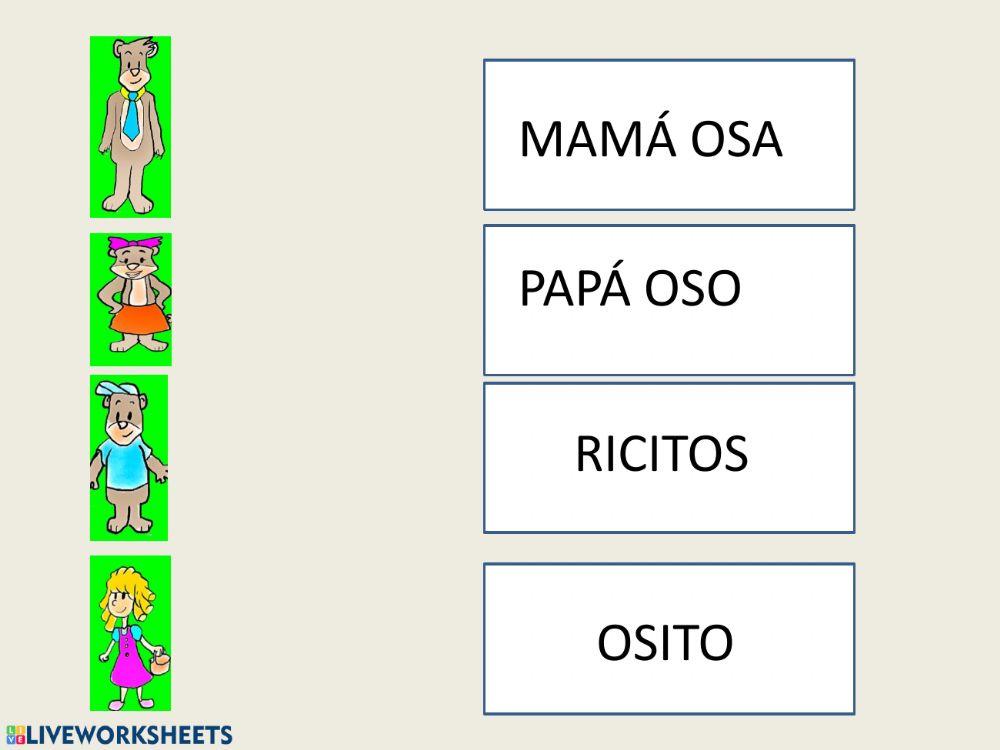 Ricitos de oro interactive worksheet | Live Worksheets