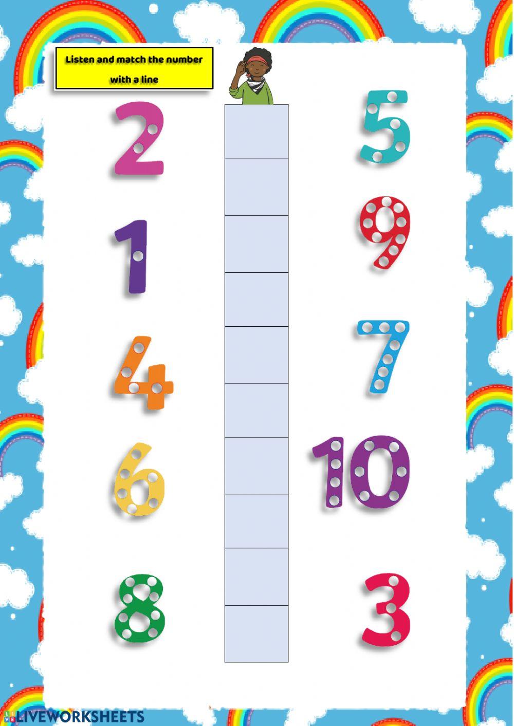 Number listening match worksheet live worksheets