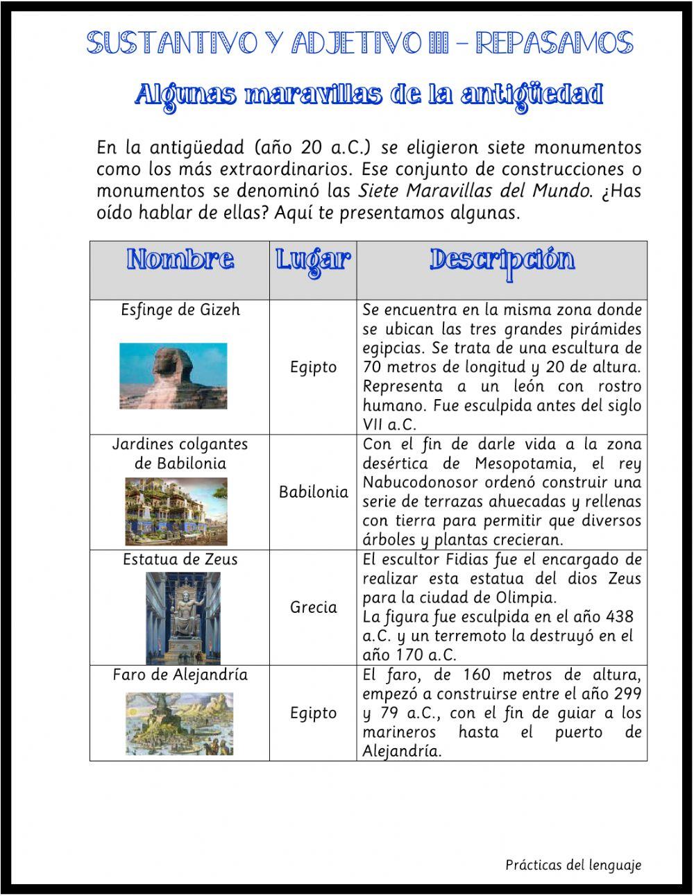 Sustantivo y adjetivo III - Repaso