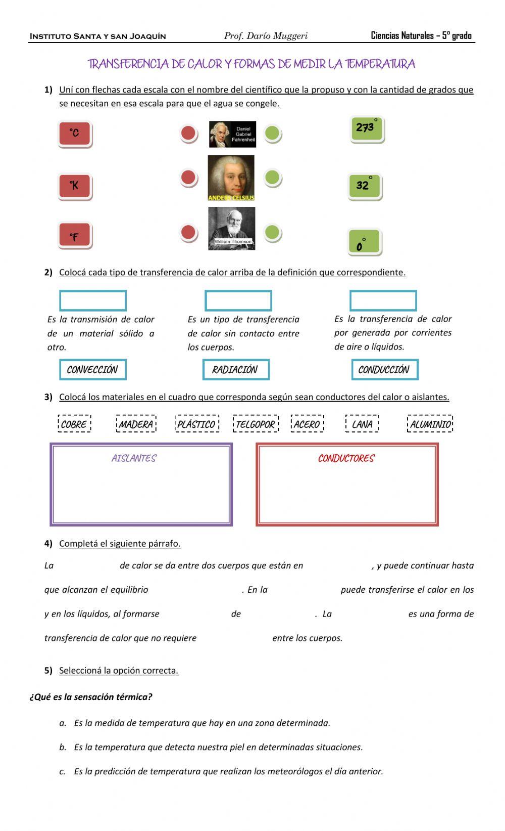 Actividades sobre el calor