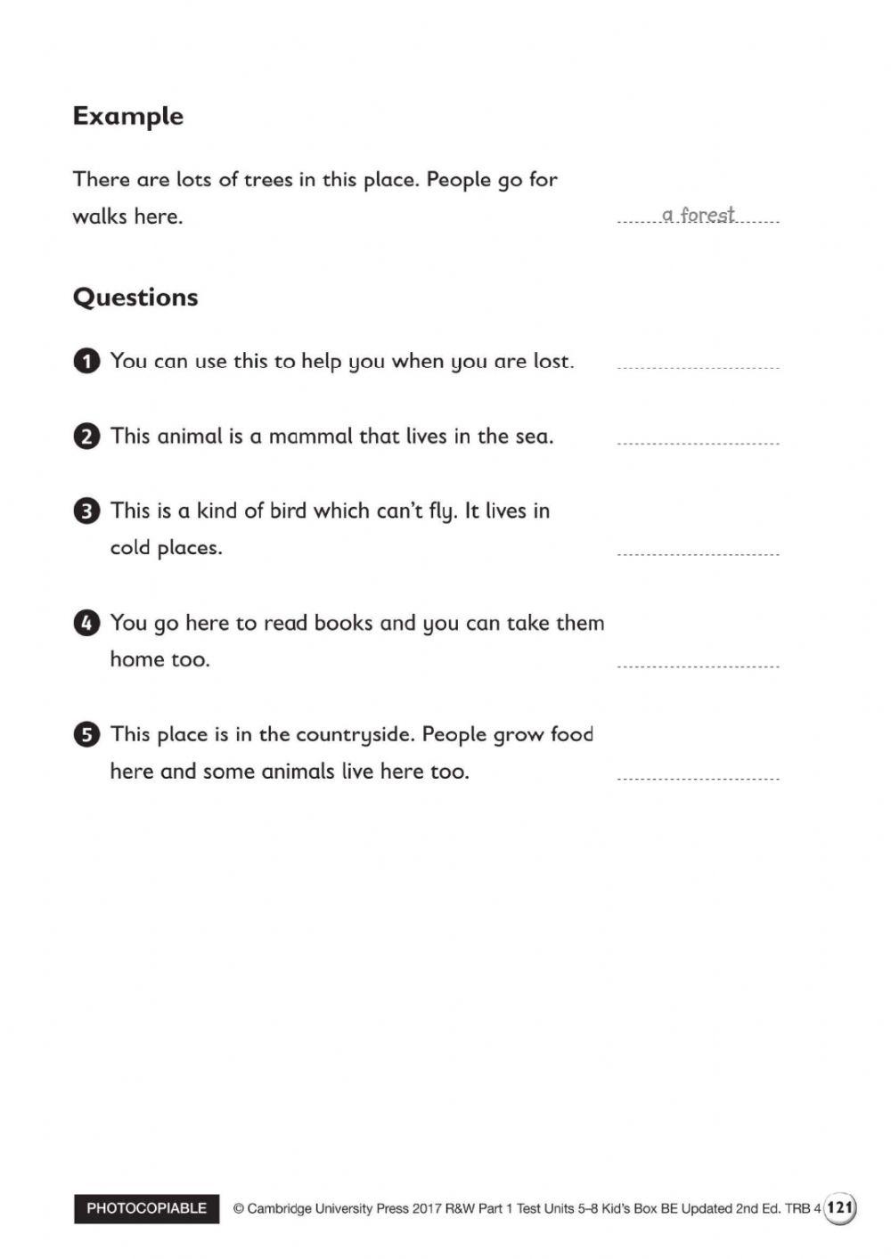 KB4-Test U5-8-Reading and Writing parts 1- 4