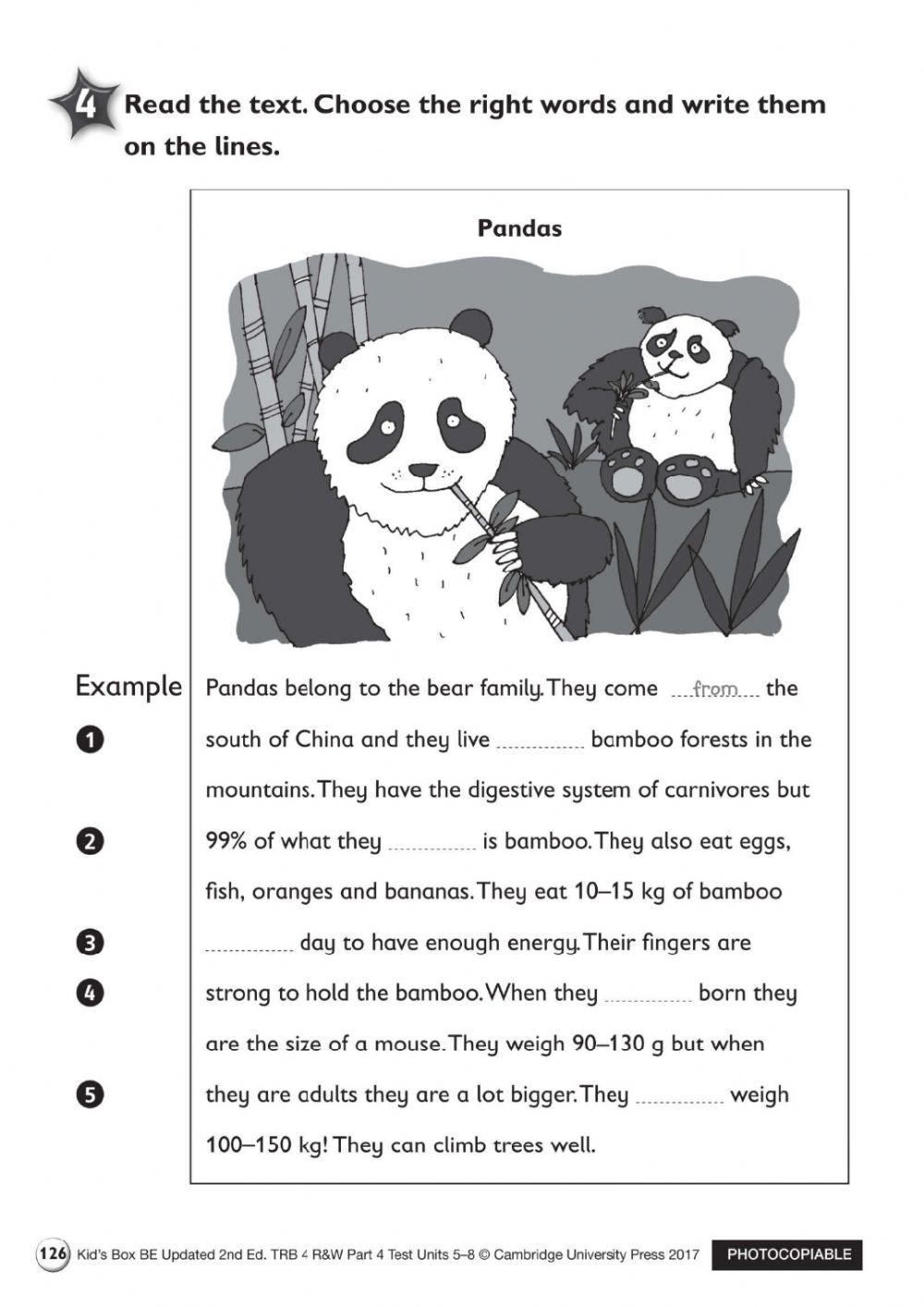 KB4-Test U5-8-Reading and Writing parts 1- 4