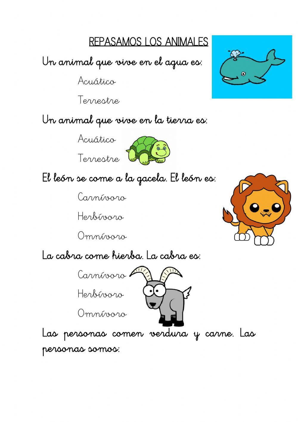 Repaso animales 1º primaria Repaso animales 1º primaria