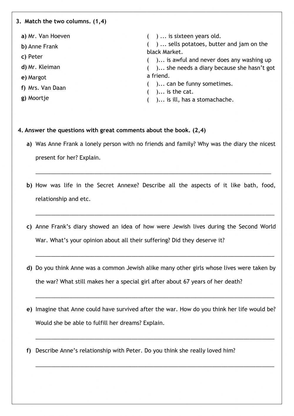 Book report -The diary of a young girl-