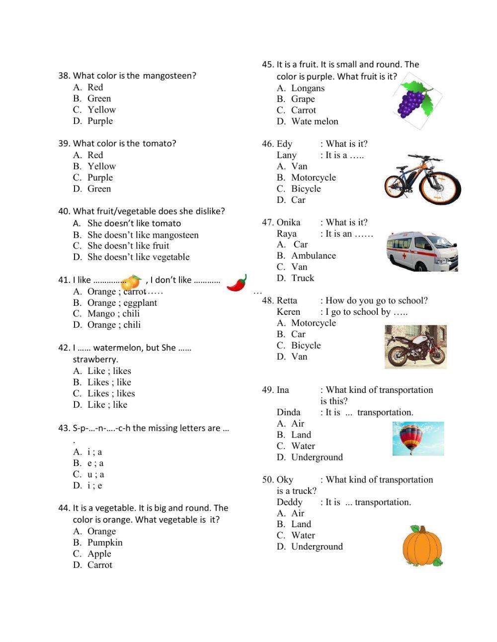 Kumpulan Soal Bahasa Inggris kelas 3