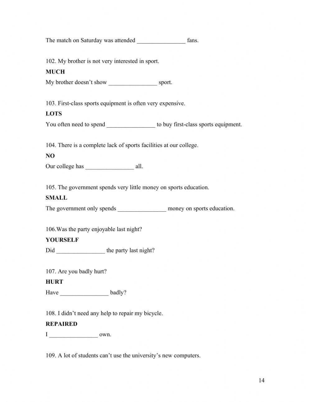 kEY WORD TRANSFORMATIONS