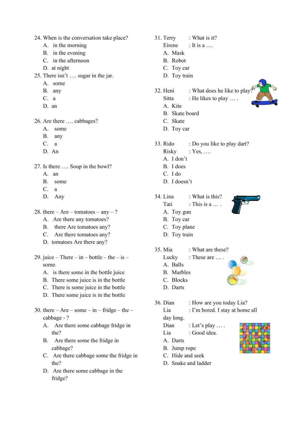 Kumpulan soal Bahasa Inggris kelas 4