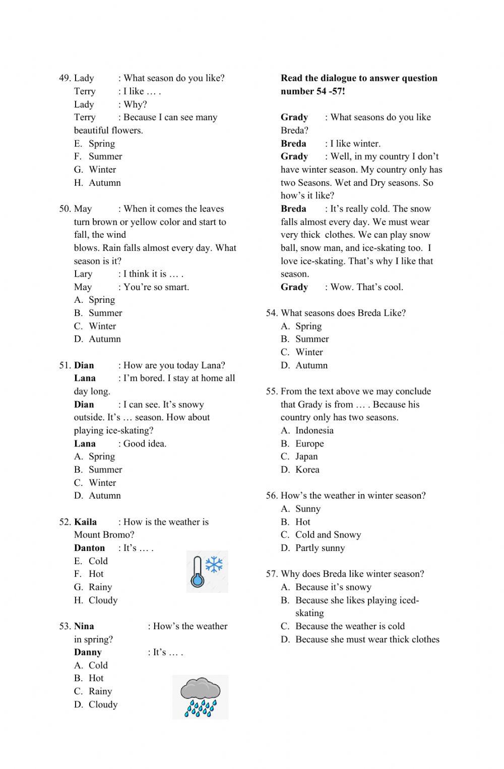 Kumpulan soal Bahasa Inggris kelas 4