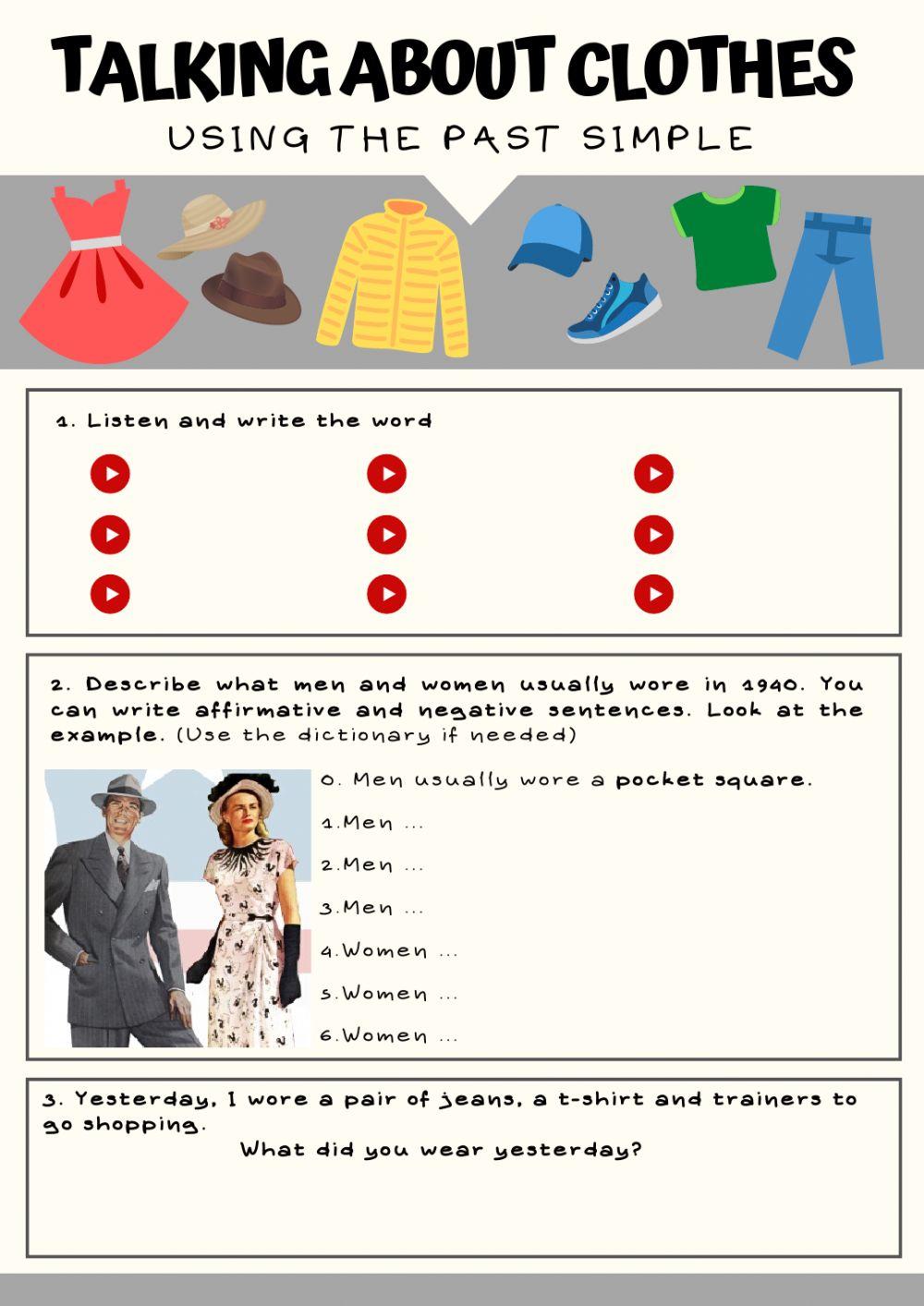 Talking about clothes in the past