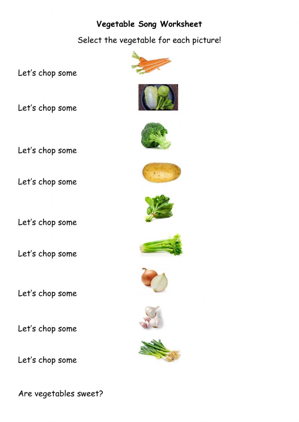 Vegetable Worksheet