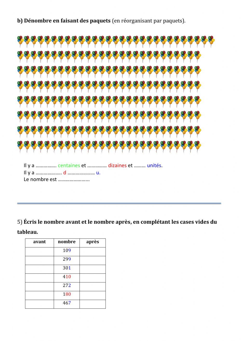 EVALUATION CE1 NUMERATION 3° TRIM