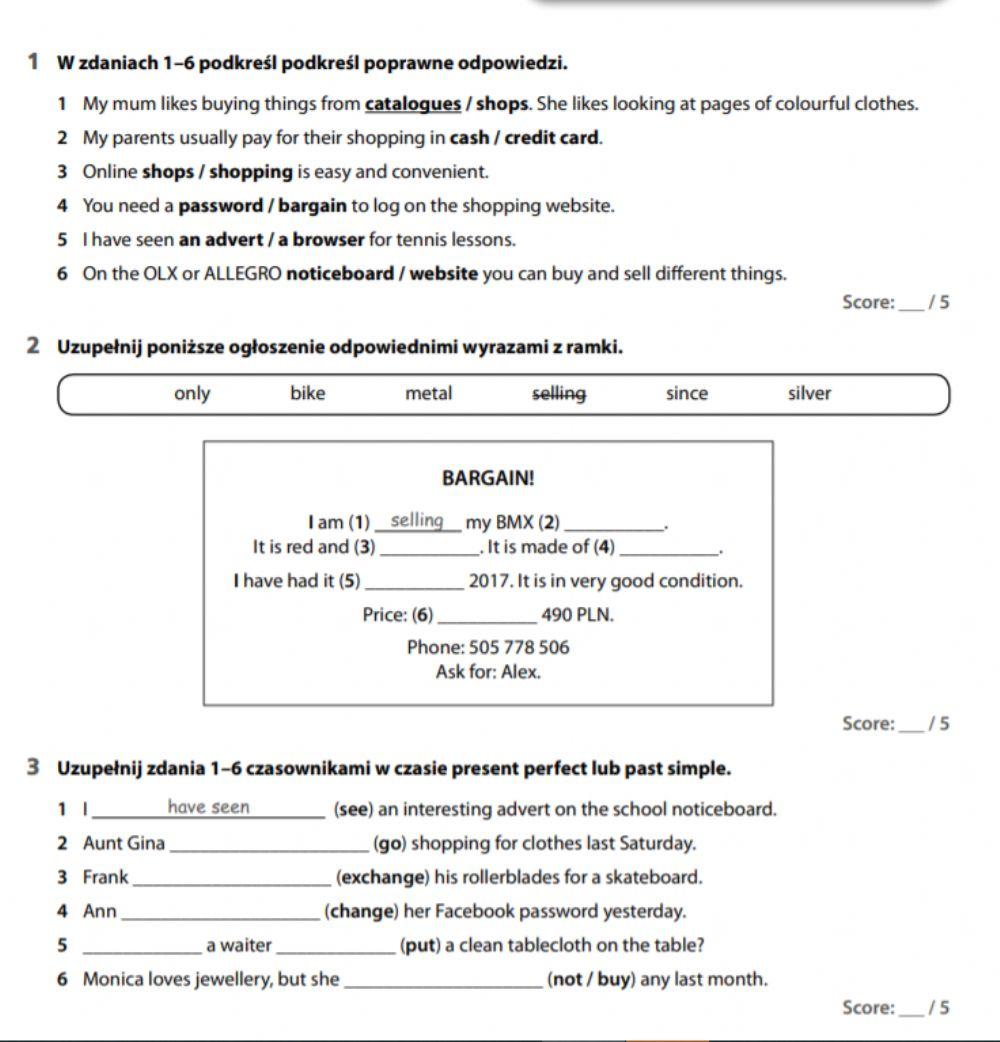 Shopping-Present Perfect vs Past Simple