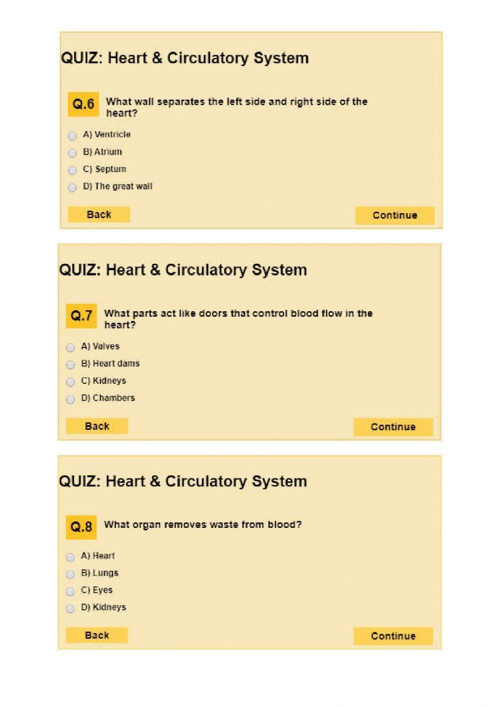 Quiz: heart & circulatory system