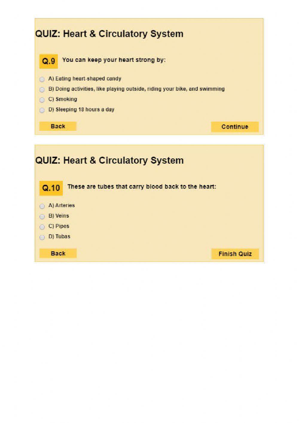 Quiz: heart & circulatory system