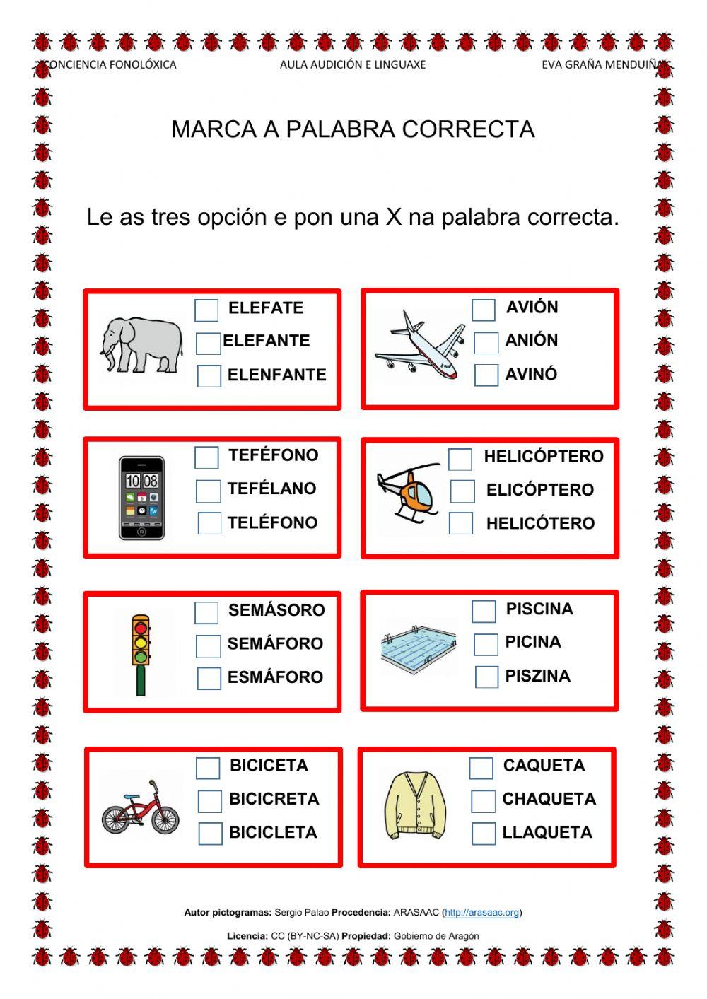 Busca a palabra correcta