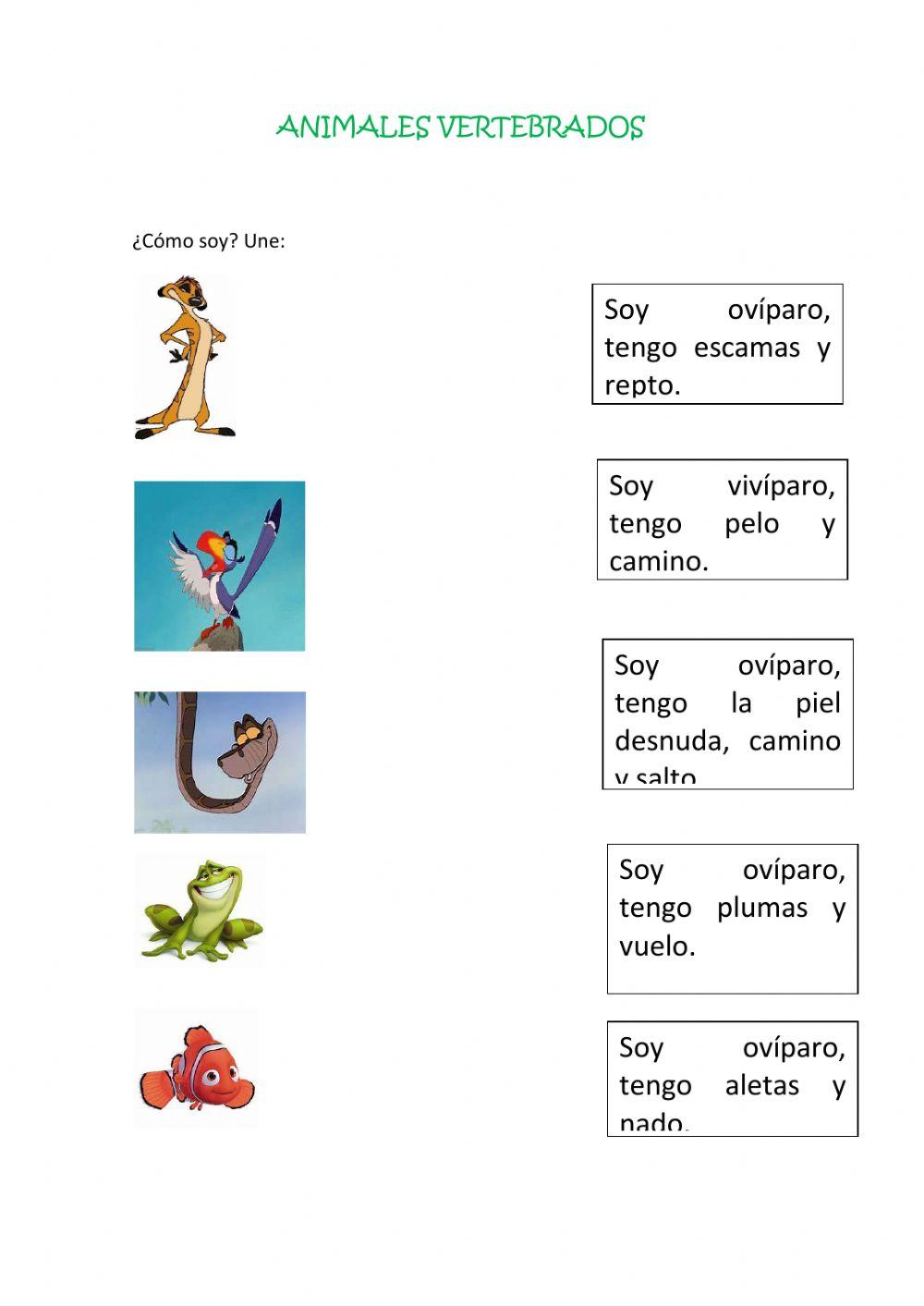 Animales vertebrados disney