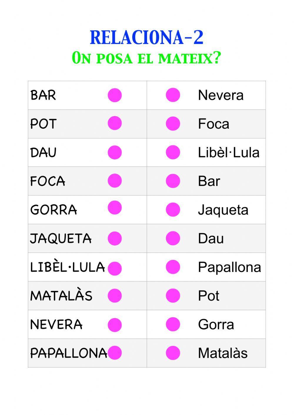 Relaciona lletra de PAL i lletra d'imprempta