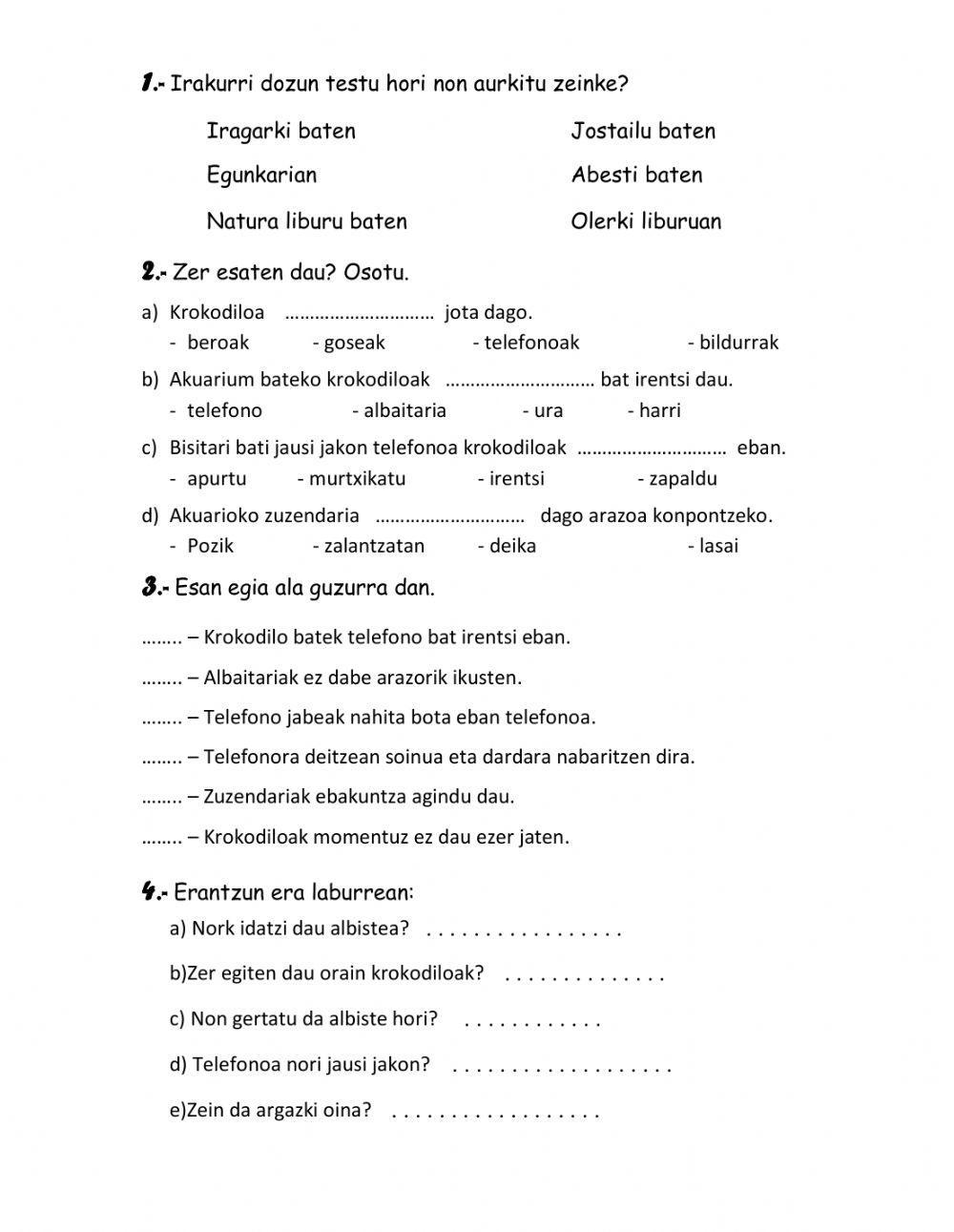 KROKODILOAK TELEFONOA IRENTSI