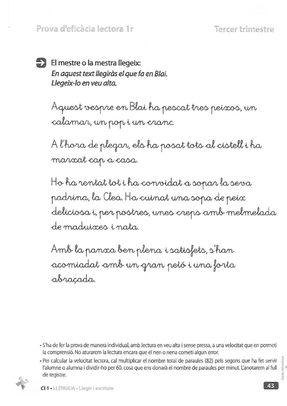 Prova d'eficàcia lectora 1r-3r.trimestre