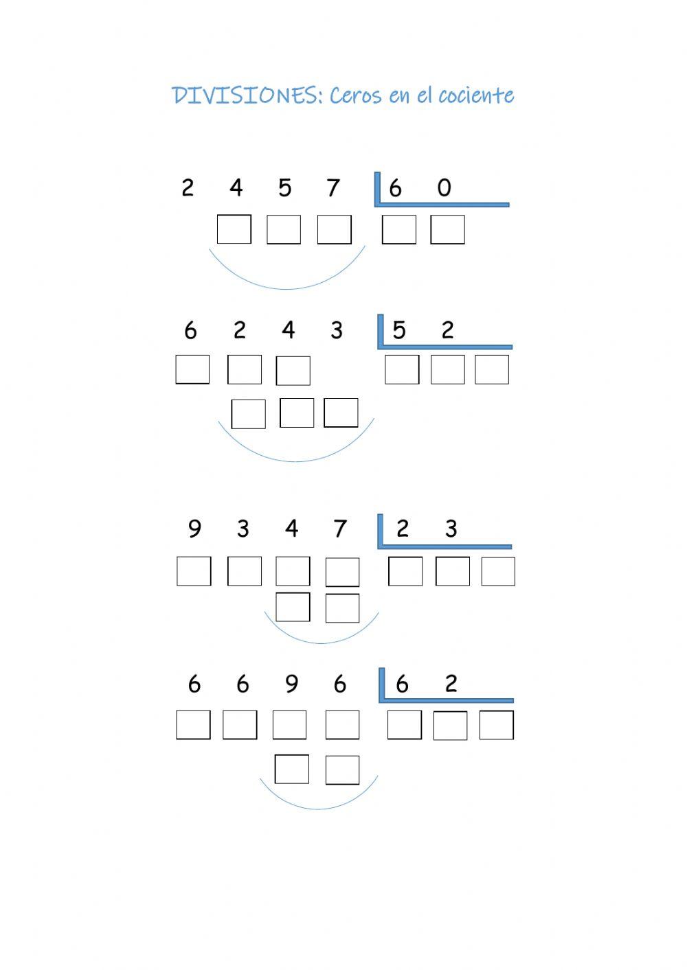 Divisiones: ceros en el cociente