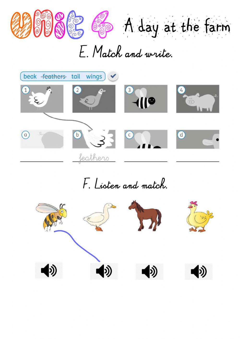 A day at the farm! Exercises