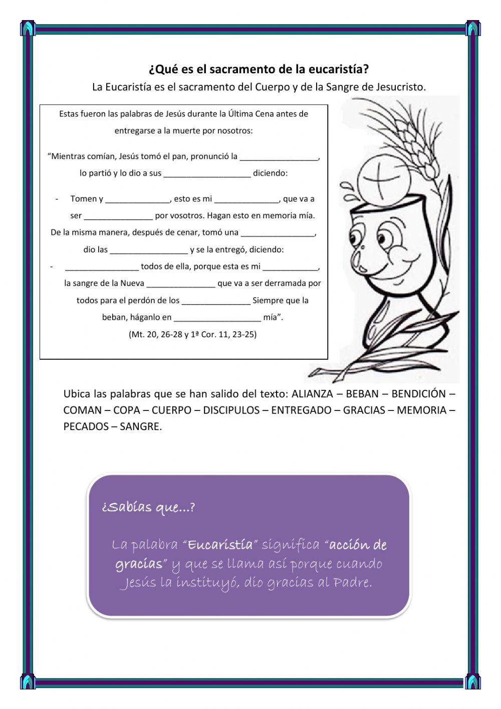 Ficha 6 - eucaristia Ficha 6 - eucaristia