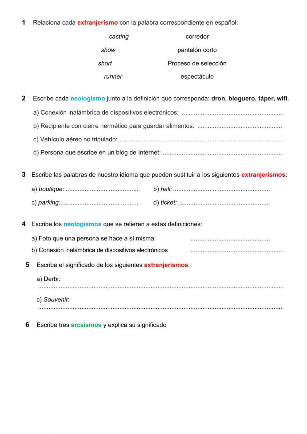 Extranjerismos, neologismos, arcaísmos