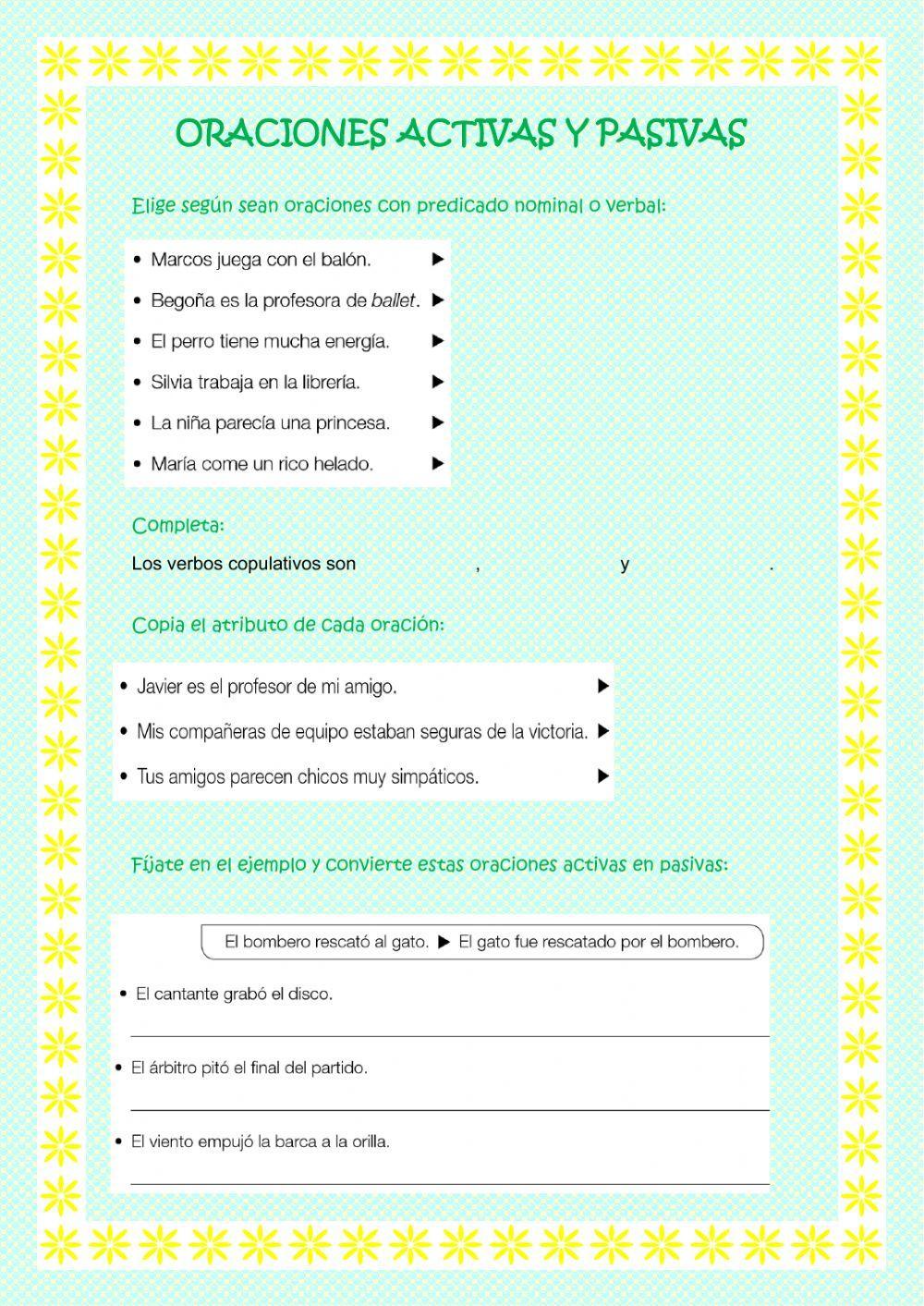 Oraciones activas y pasivas