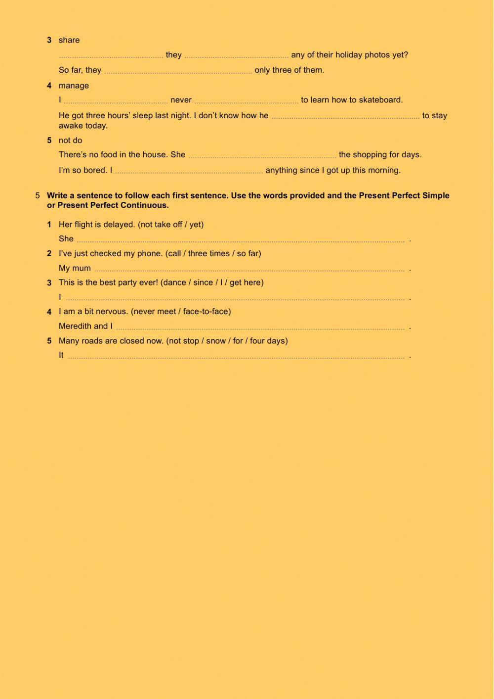 Perfect tenses revision