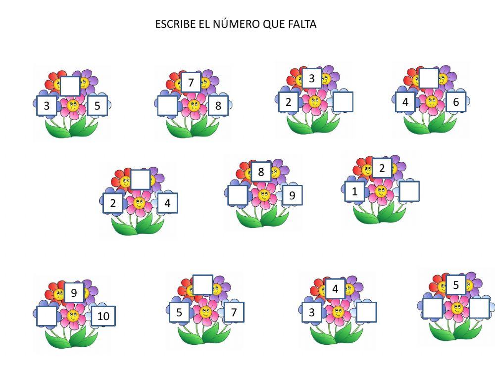 Escribe el número que falta Escribe el número que falta