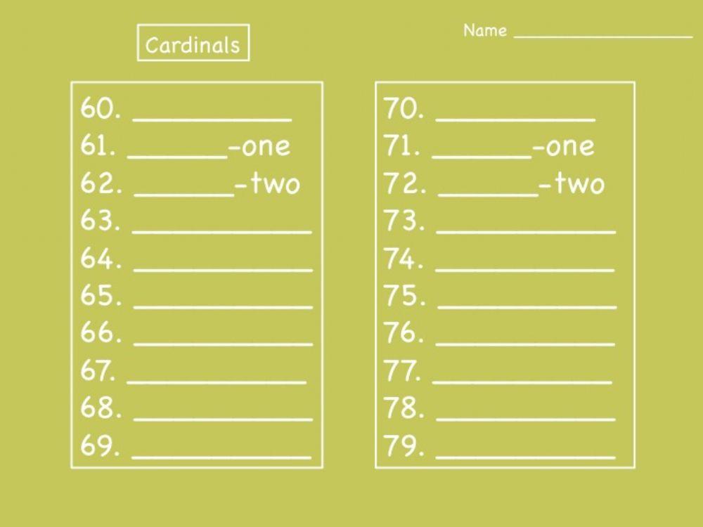 Cardinals 60-79 Writing