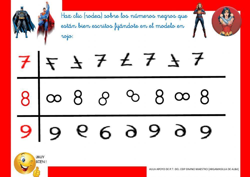 Identificación números bien trazados