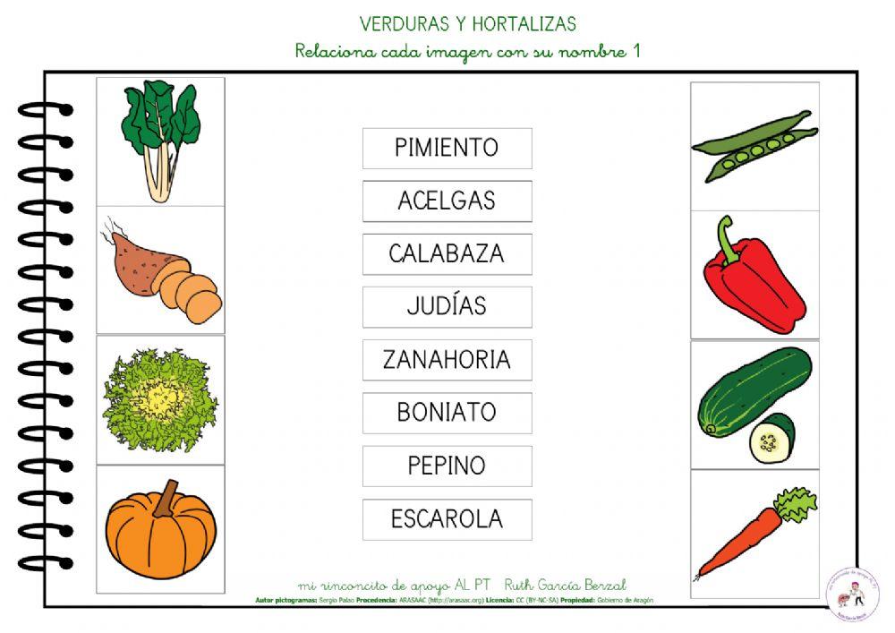 Las verduras: relaciona imagen y nombre 1