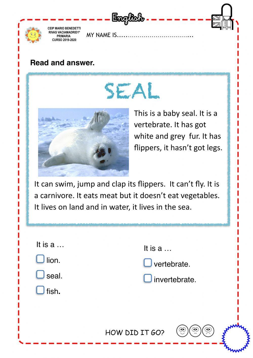 READING COMPREhENSION - Seal