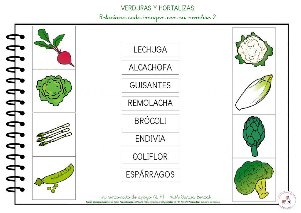 Las verduras: relaciona imagen y nombre 2