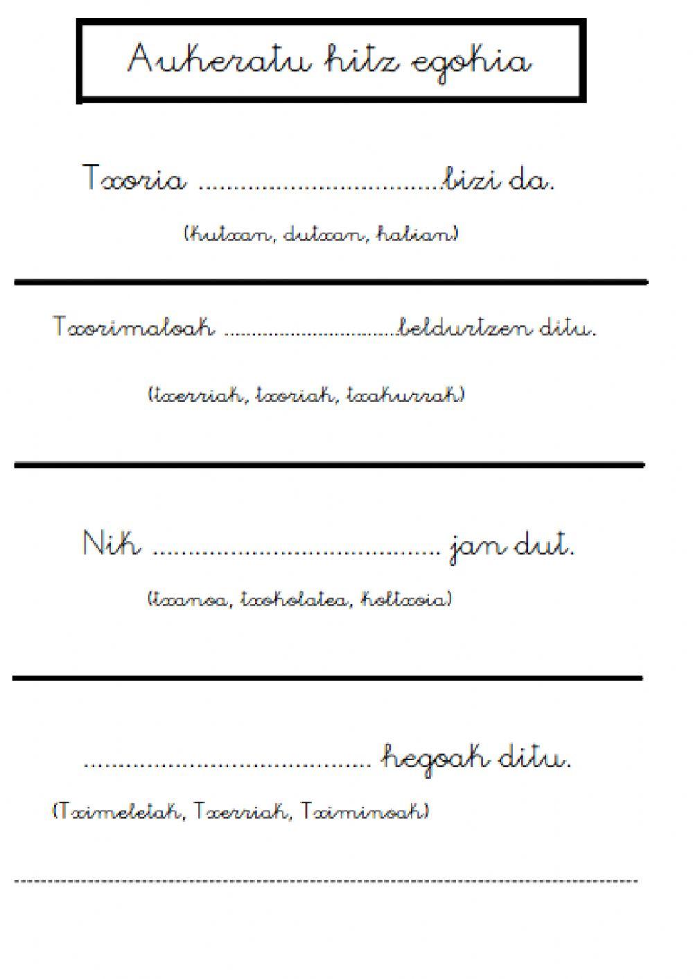 Aukeratu hitz egokia