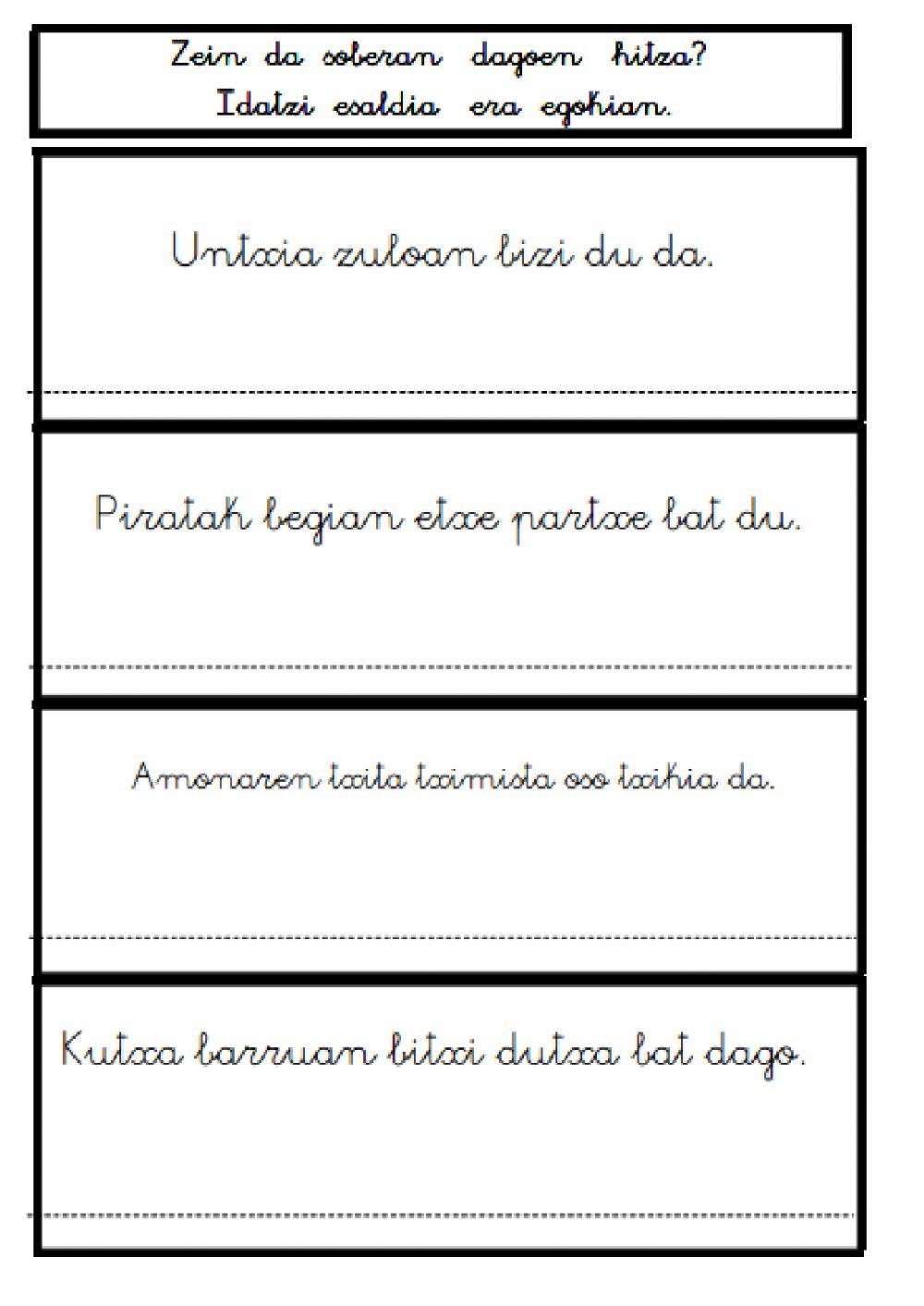 Idatzi esaldia era egokian