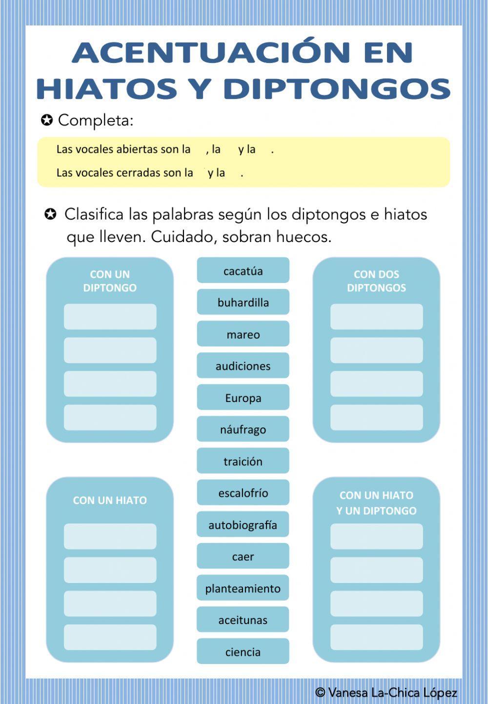 Acentuación en hiatos y diptongos