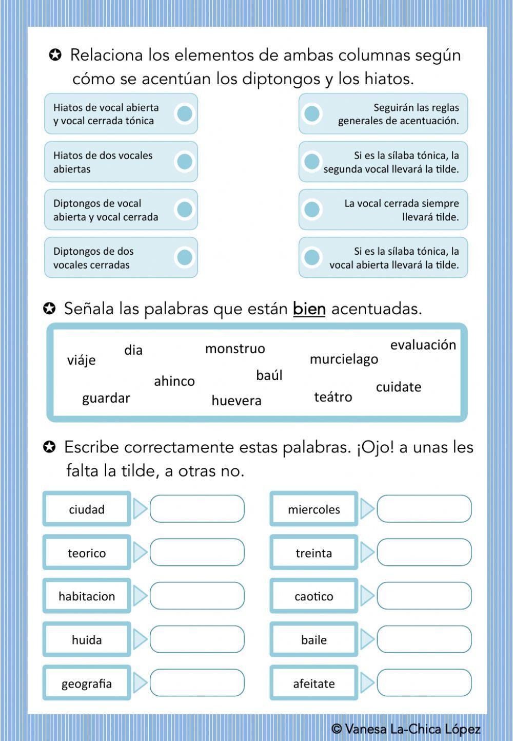 Acentuación en hiatos y diptongos