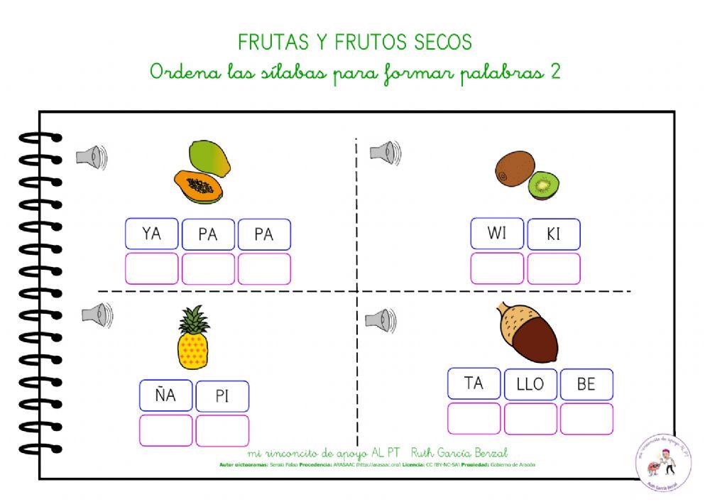 Las frutas: ordena las sílabas 2