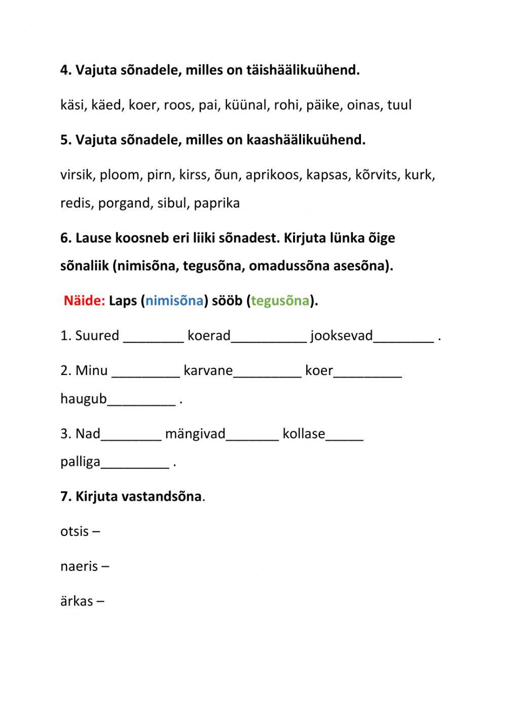 Eesti keel (kontrolltöö) Eesti keel (kontrolltöö)