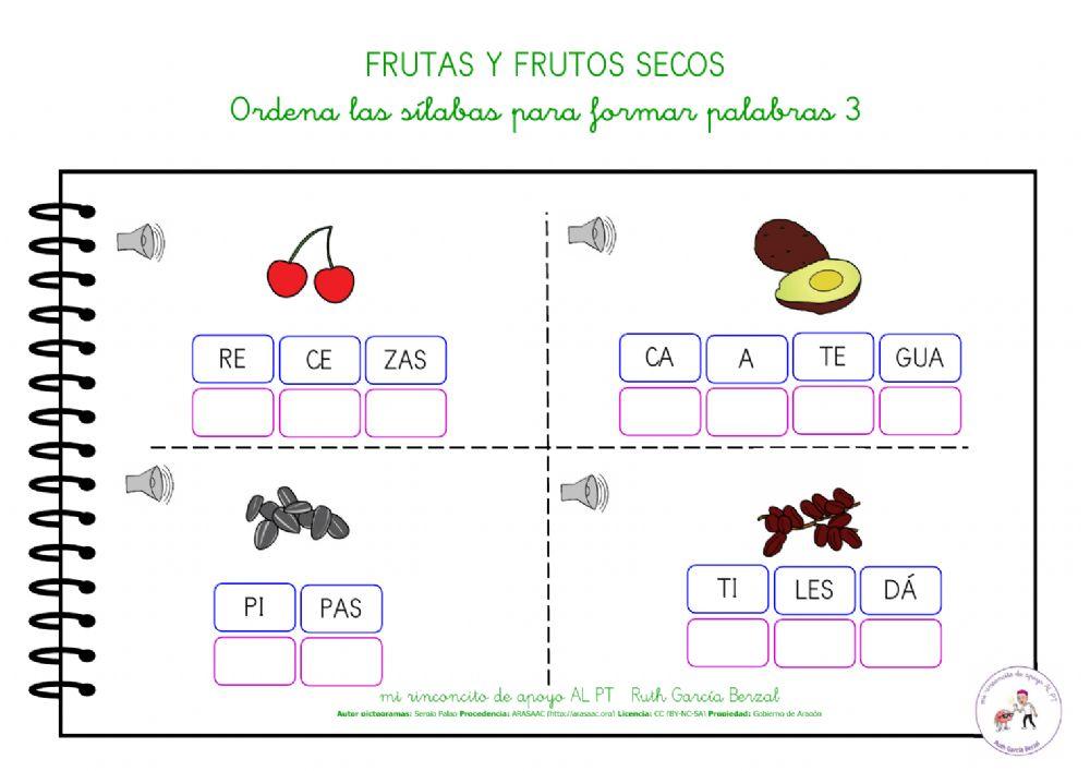 Las frutas: ordena las sílabas 3