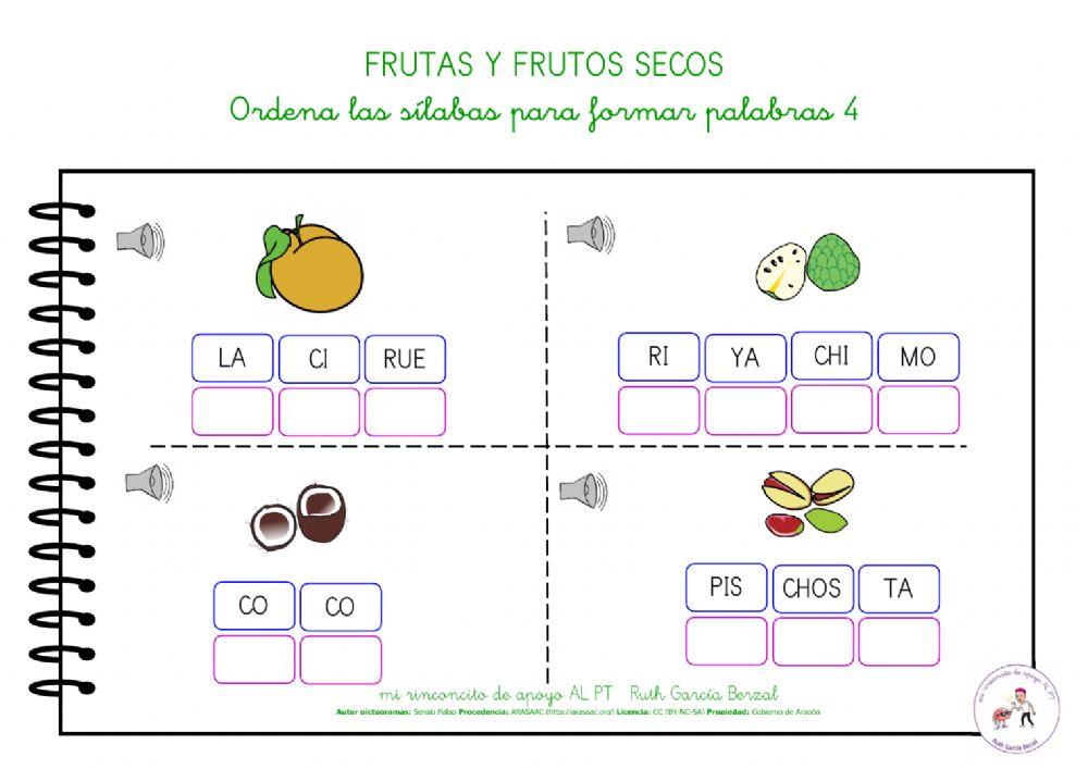 Las frutas: ordena las sílabas 4
